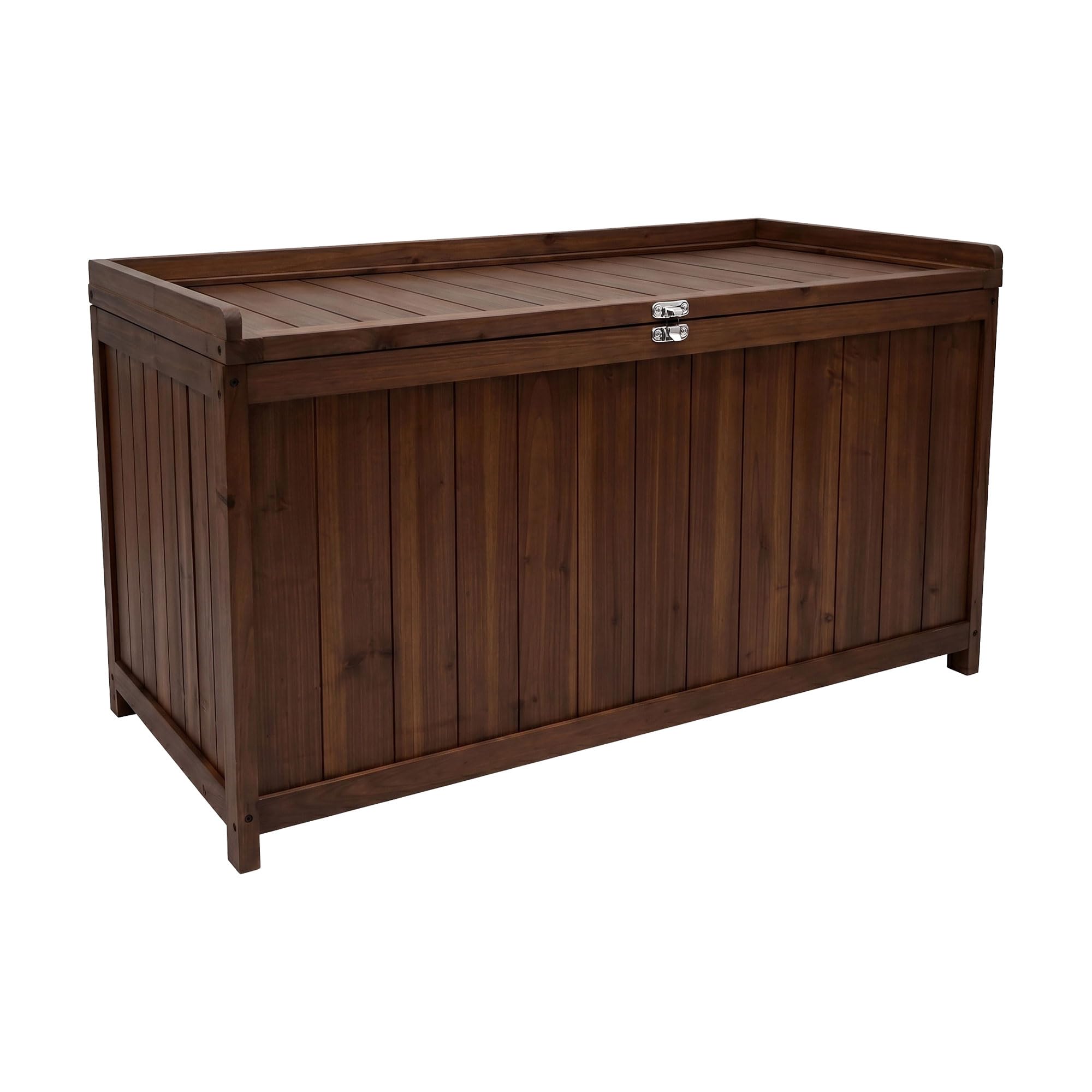 FRANKYSTAR® Cubo - Baule Panca da Giardino 113X60X53 cm da esterno contenitore lucchettabile portaoggetti in legno acacia teak