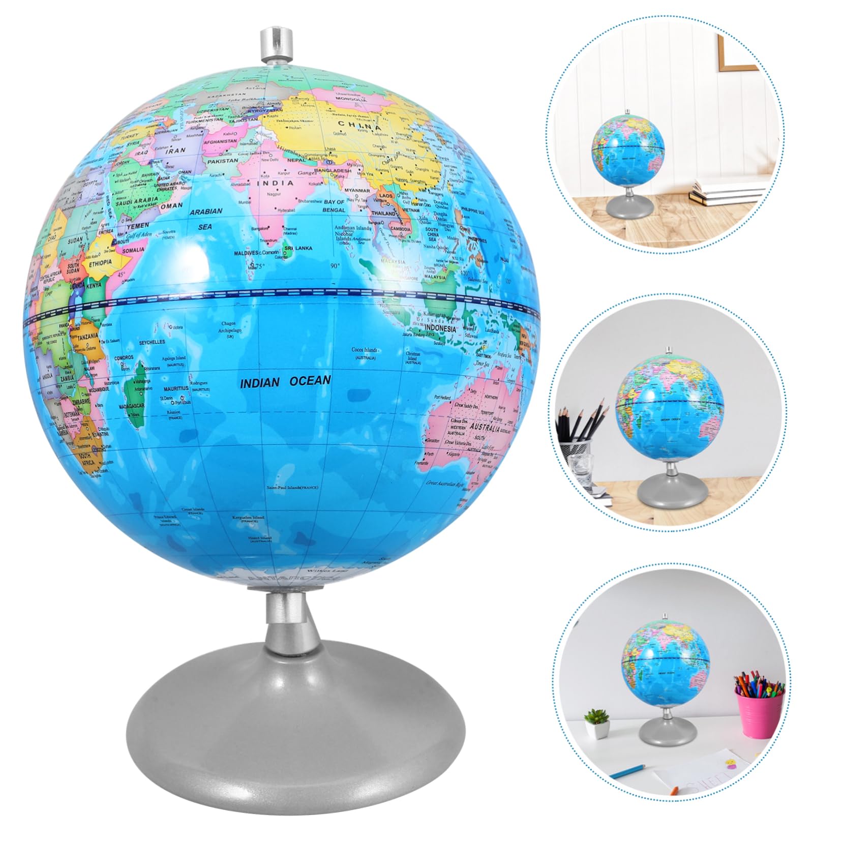 Globo Terráqueo de Mesa 20cm de Hierro para Niños y Estudiantes