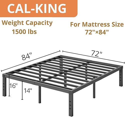 Miniatura 62 de ZIYOO Base de cama individual con listones de acero resistente, marco de cama de plataforma de 14 pulgadas, diseño antideslizante, no necesita