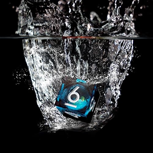 Miniatura 5 de Liquid Core - Juego de dados DND, 7 piezas de dados de resina con bordes afilados para Calabozos y Dragones, dados poliédricos D&D hechos a mano,