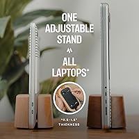 Vista 2 de Adjustable Vertical Laptop Stand for Desk, Wooden Laptop Holder, MacBook Pro Stand, Wood Mac Air Dock (Solid Oak)