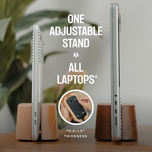Miniatura 2 de Adjustable Vertical Laptop Stand For Desk, Macbook Stand Laptop Holder, Macbook Pro Stand, Laptop Stand Vertical Macbook Pro Dock, Wood Mac Stand,
