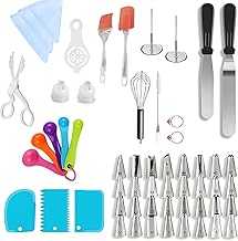 52-Piece Cake Decorating Kit with Stainless Steel Piping Tips, Icing Nozzles, Couplers & Storage Box – Cupcake, Cookie & Pastry Decorating Tools for Beginners & Professionals (1Set)