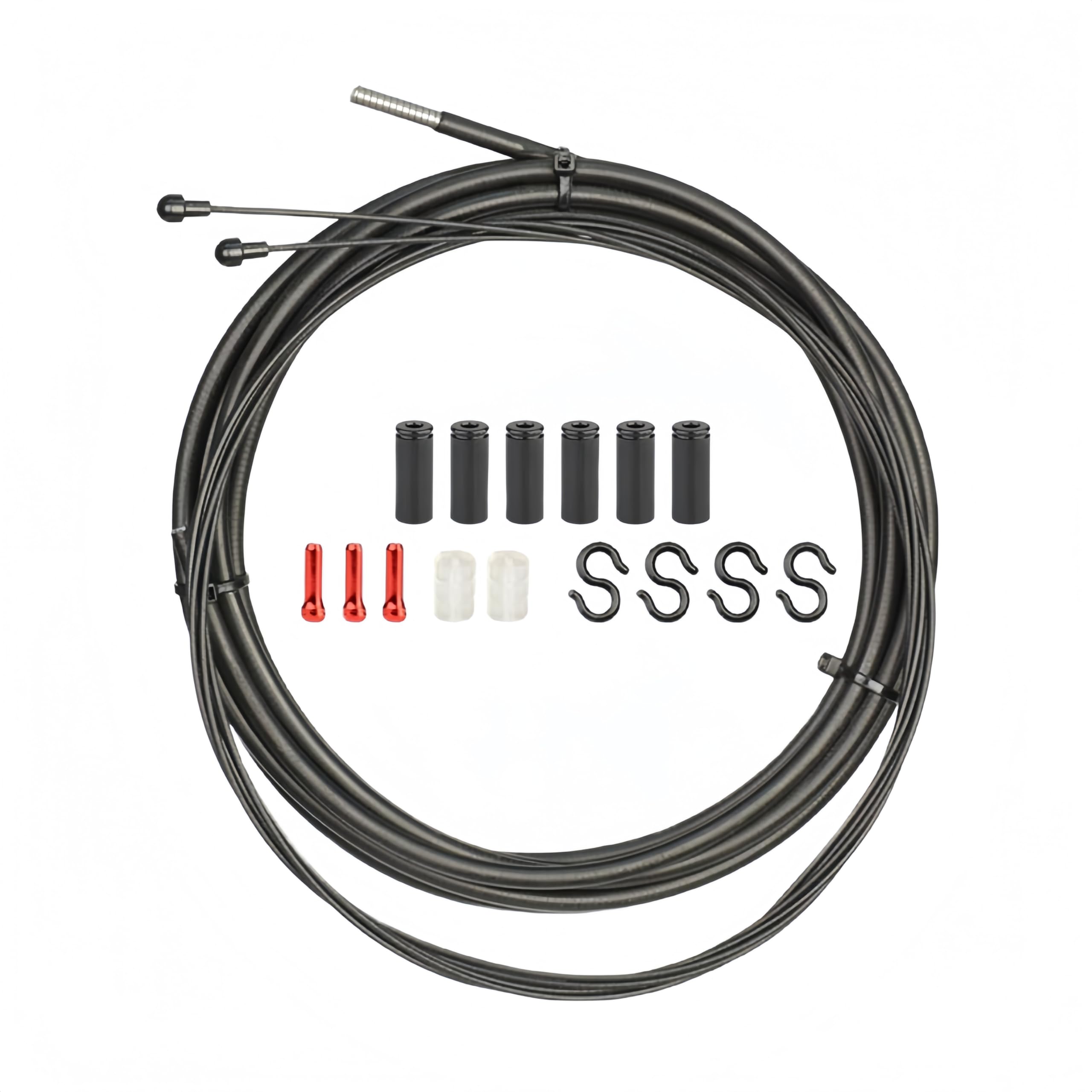 Icreopro Black Iceropro Pro Series Bike Cable Kit - Teflon Coated Brake & Shift Cables With Oil-Infused Housing For Road & Mountain Bikes | Includes Aluminum Ferrules, End Caps (Rb)