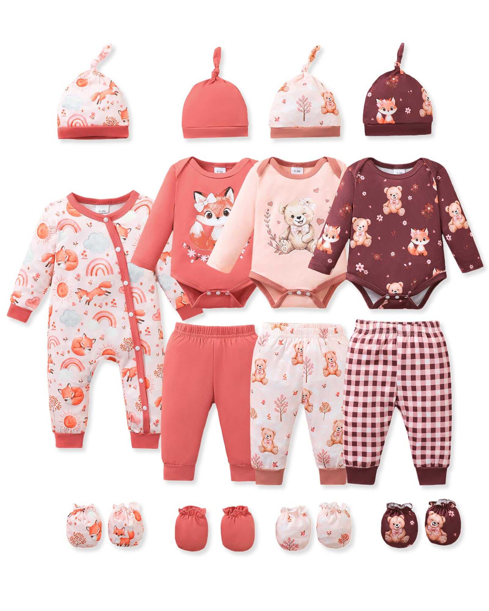 NZRVAWS Preemie Newborn Baby Boy Clothes Infant Clothing Romper Pant Outfits Set Layette Essentials 19 Pieces 0 3 6 12 Months