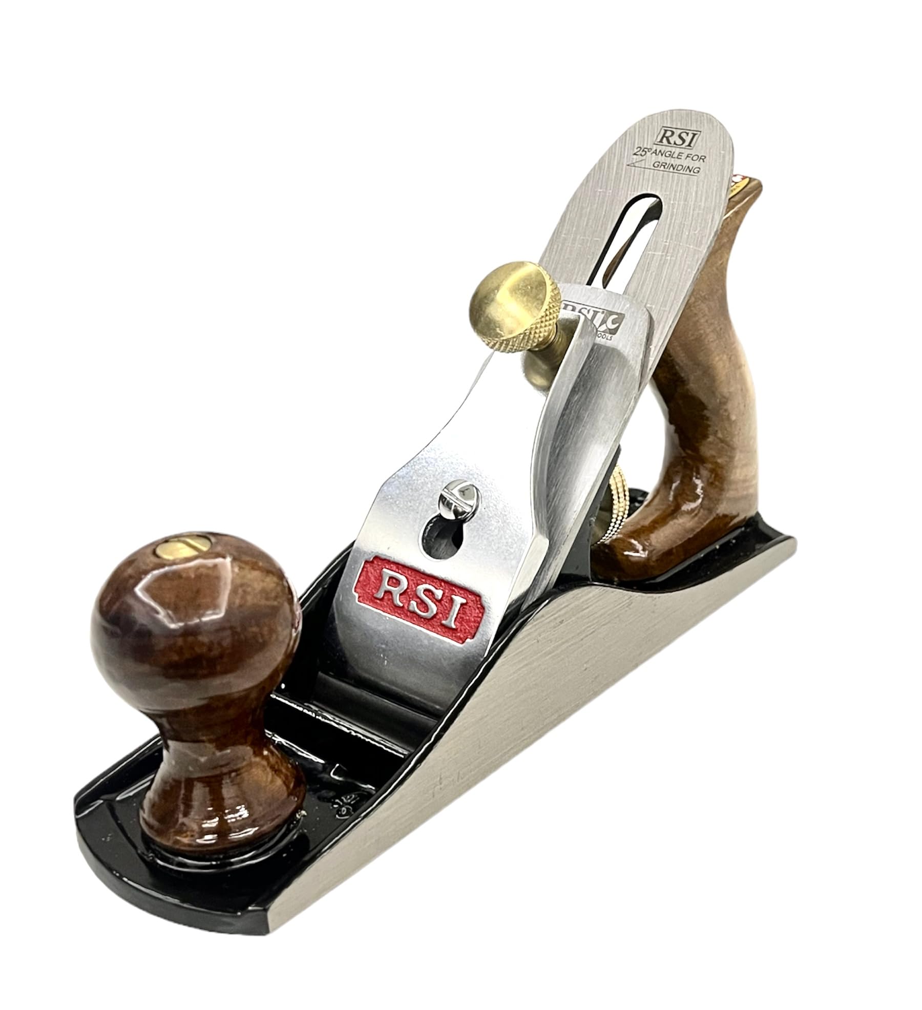 RSI IRON JACK PLANE NO.04- WOODEN HANDLES-BRASS NUTS - 9.75 INCH LONG WITH 2 INCH BLADE -EXTRA BLADE AND CHIPBREAKER- WOODWORKING TOOL- HAND PLANE