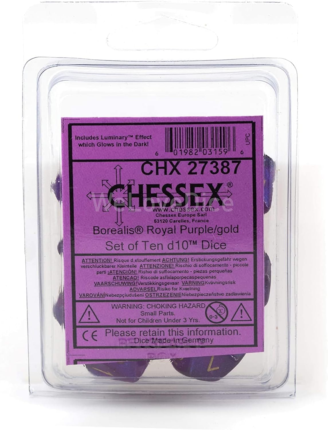 Chessex Borealis Royal PRPL/GLD Luminary 10 D10