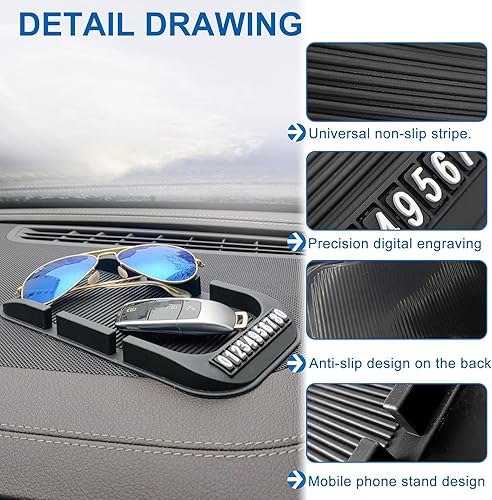 Miniatura 3 de Soporte antideslizante para teléfono para automóvil, alfombrilla de silicona para varios tableros, almohadilla de doble ranura con bandeja de