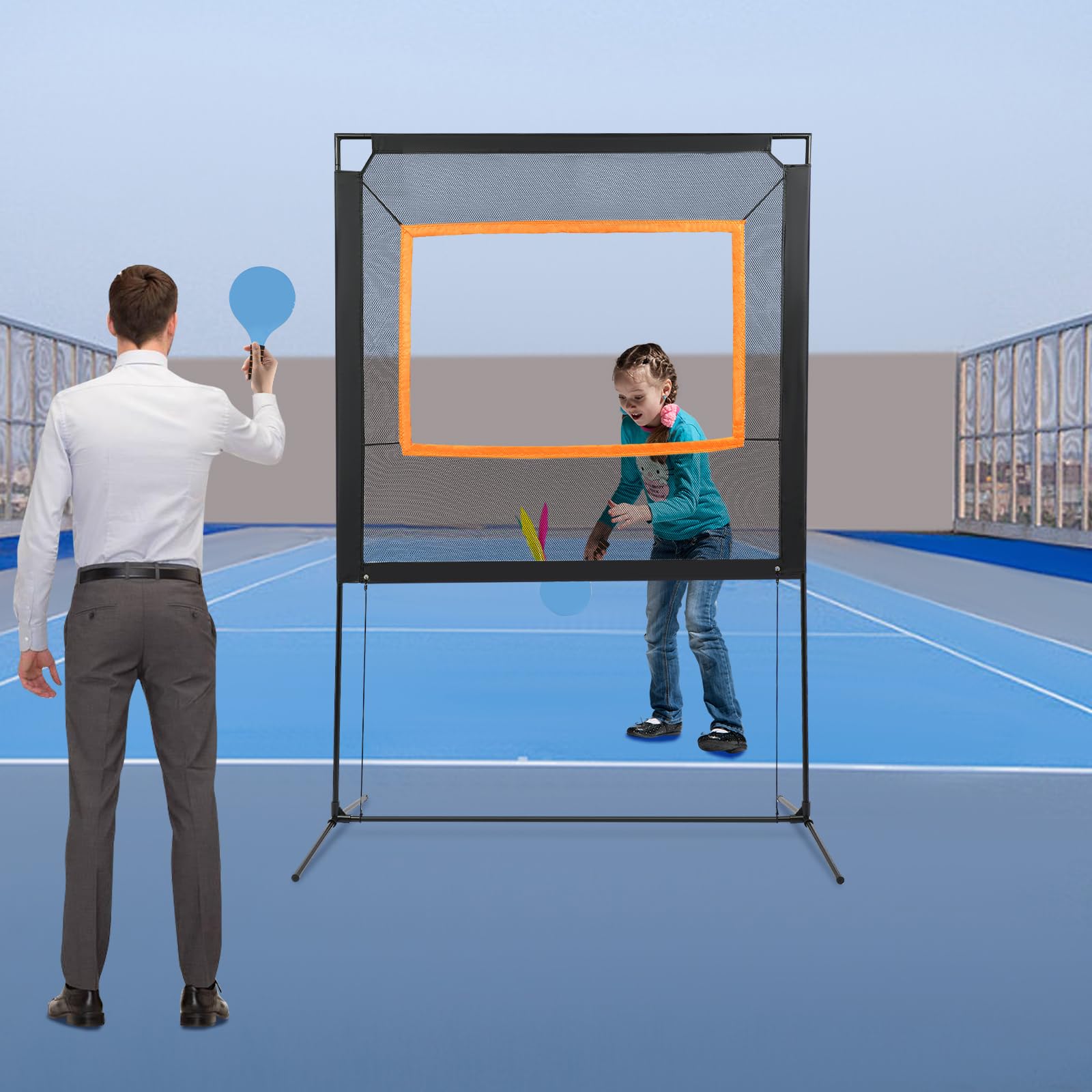 2 In 1 Badminton Netz Outdoor & Pickleball Set Professionell Federball Netz mit 10 Badmintonbälle, 2 Pickleballs, 1 Paar Schläger, Rucksack für Indoor Familienspiele