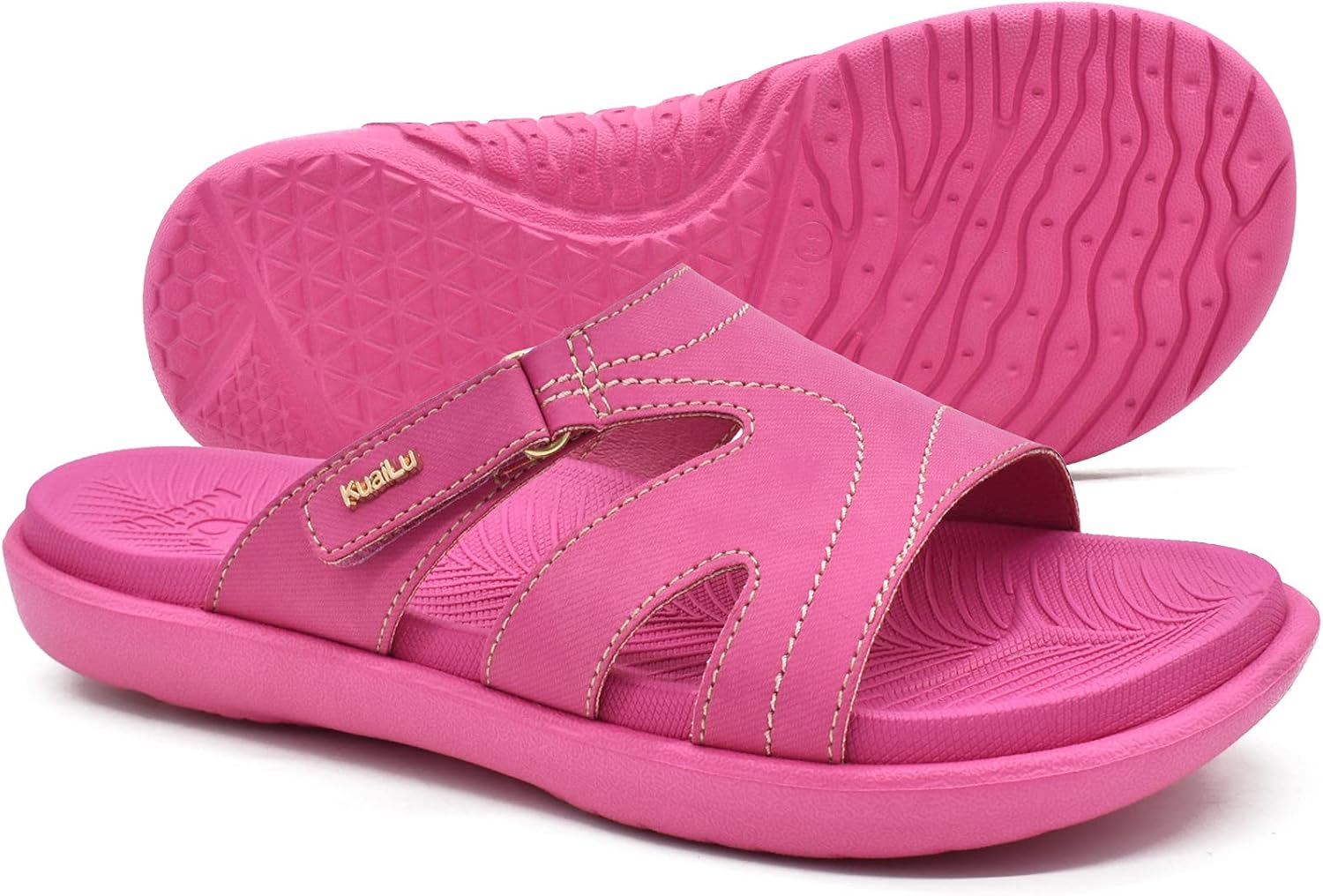 KuaiLu Womens Fashion Orthotic Slides Ladies Lightweight Athletic Yoga Mat Sandals Slip On Thick Cushion Slippers Sandals With Comfortable Plantar Fasciitis Arch Support - Image 8