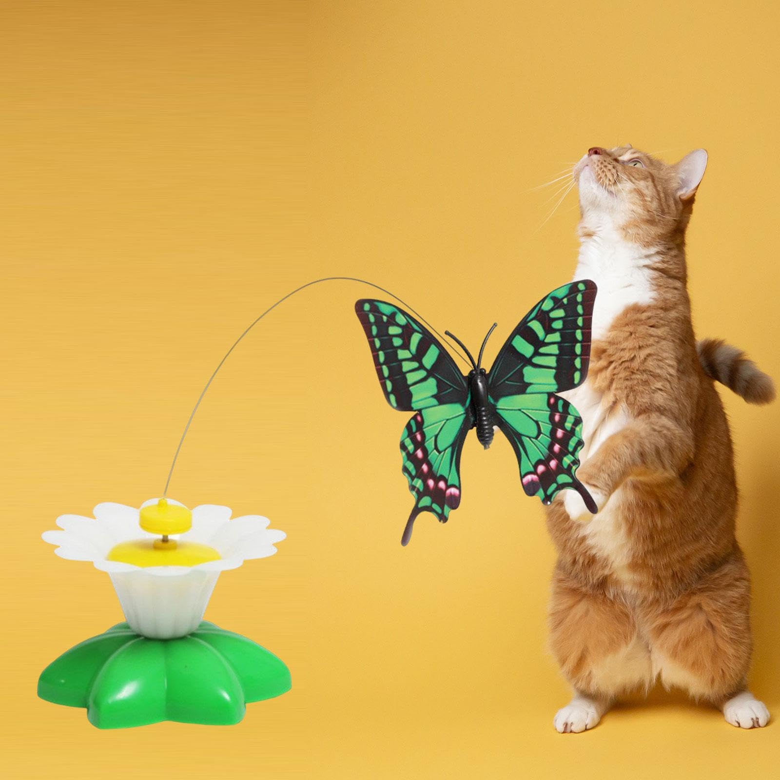 Juguete Interactivo Eléctrico Para Gatos Con Mariposas Giratorias - 2 Mariposas Intermitentes, Estimulación Mental, Ideal Para Interior