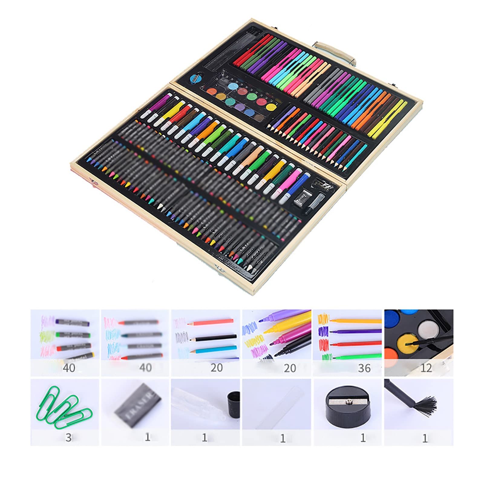 Amazon.co.jp: お絵かきセット 絵具セット 180木箱絵付けセット 水彩筆