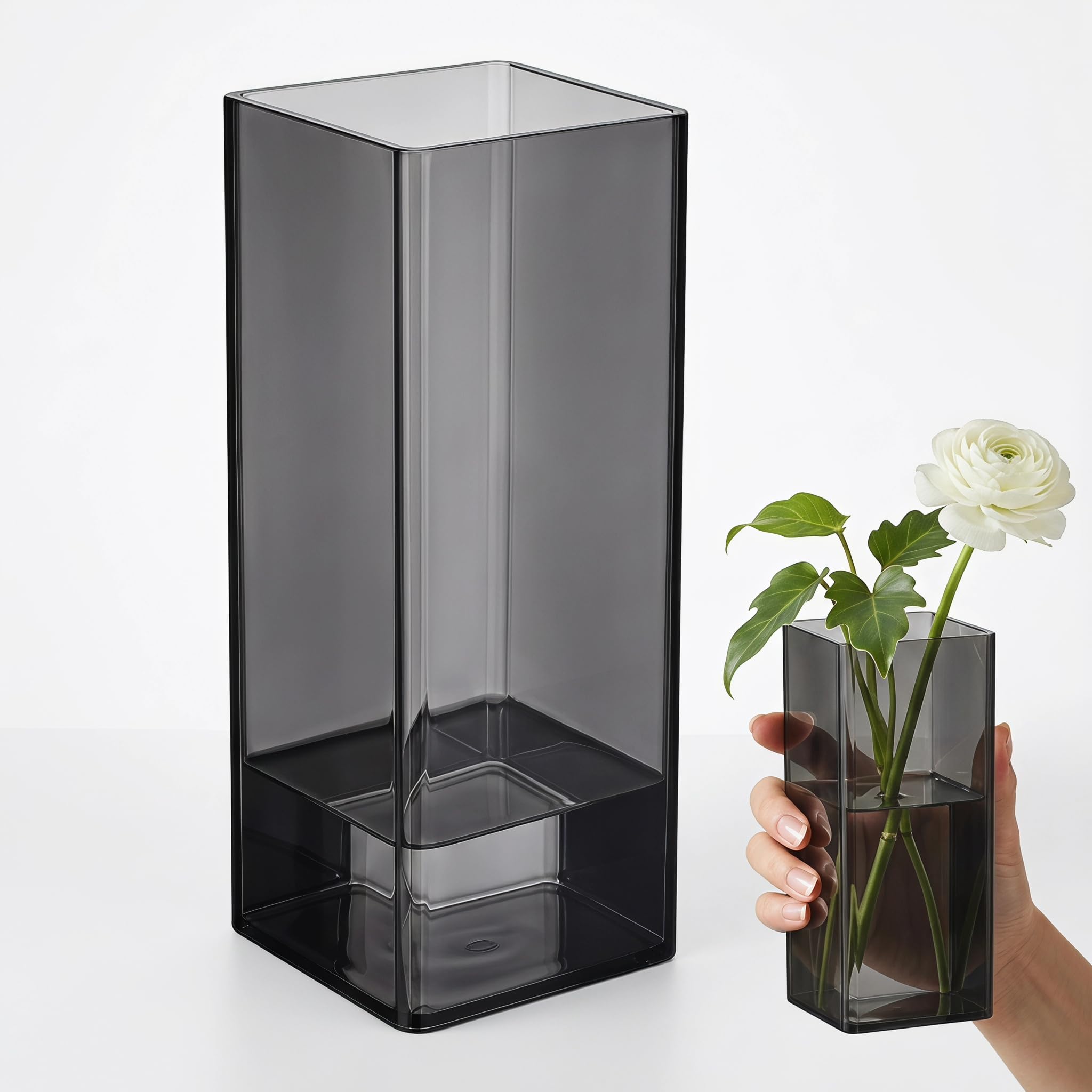 Acrylic Flower Vase, Unbreakable Square Flower Vase Plastic Vases Flowers