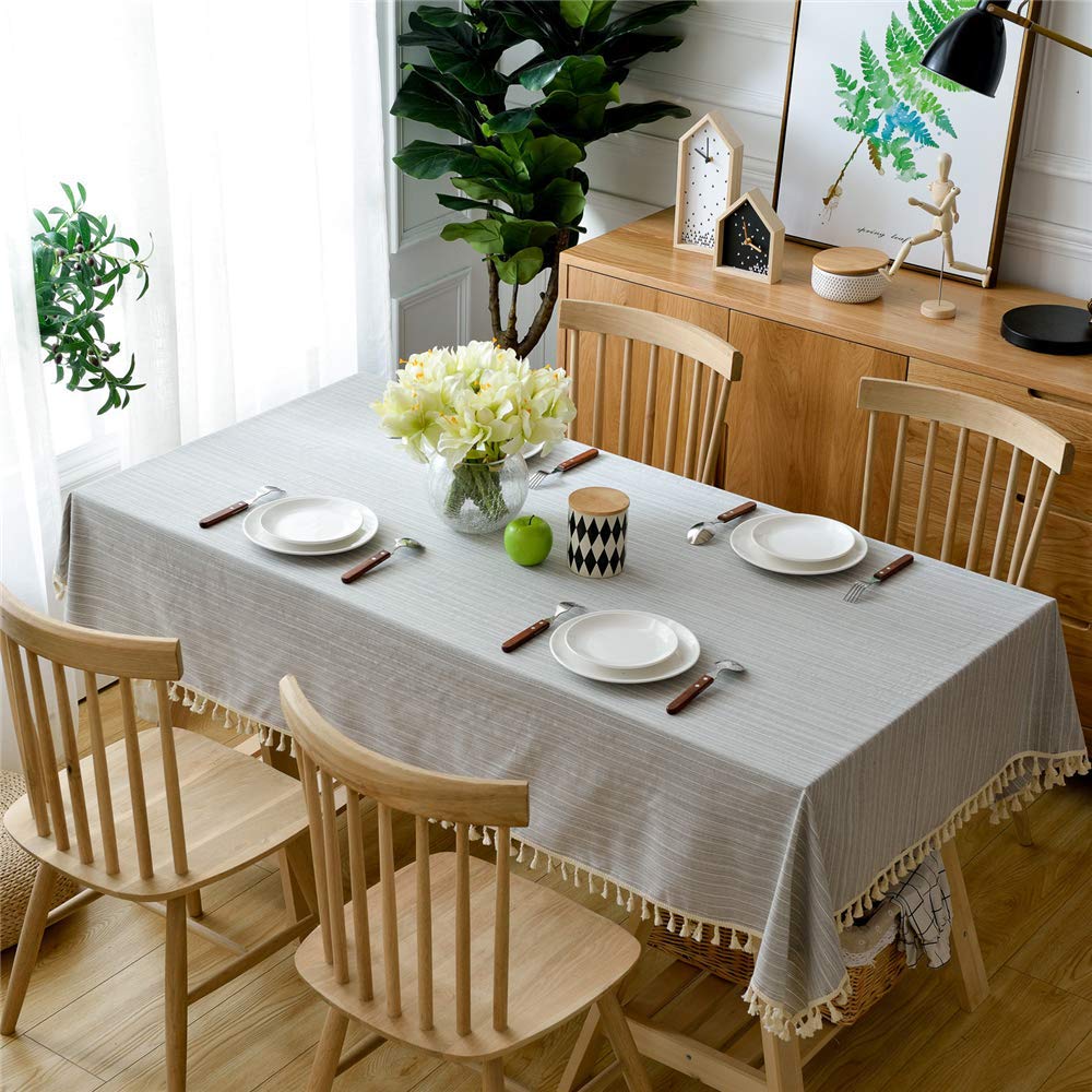 Anan Cotton Linen Tablecloth, Rectangular Household Cover Towel, Coffee Table Tablecloth, Small Fresh Art Tablecloth, suitable for terrace, garden, kitchen, dining room, family room and decoration