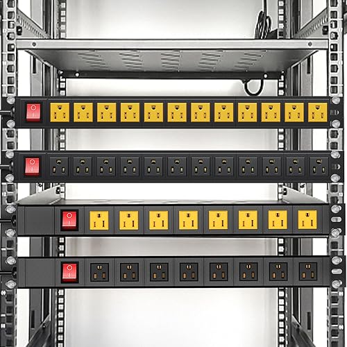 Miniatura 8 de BTU Regleta protectora contra sobretensiones para montaje en bastidor, 8 salidas en ángulo recto de gran espacio, regleta de alimentación montable