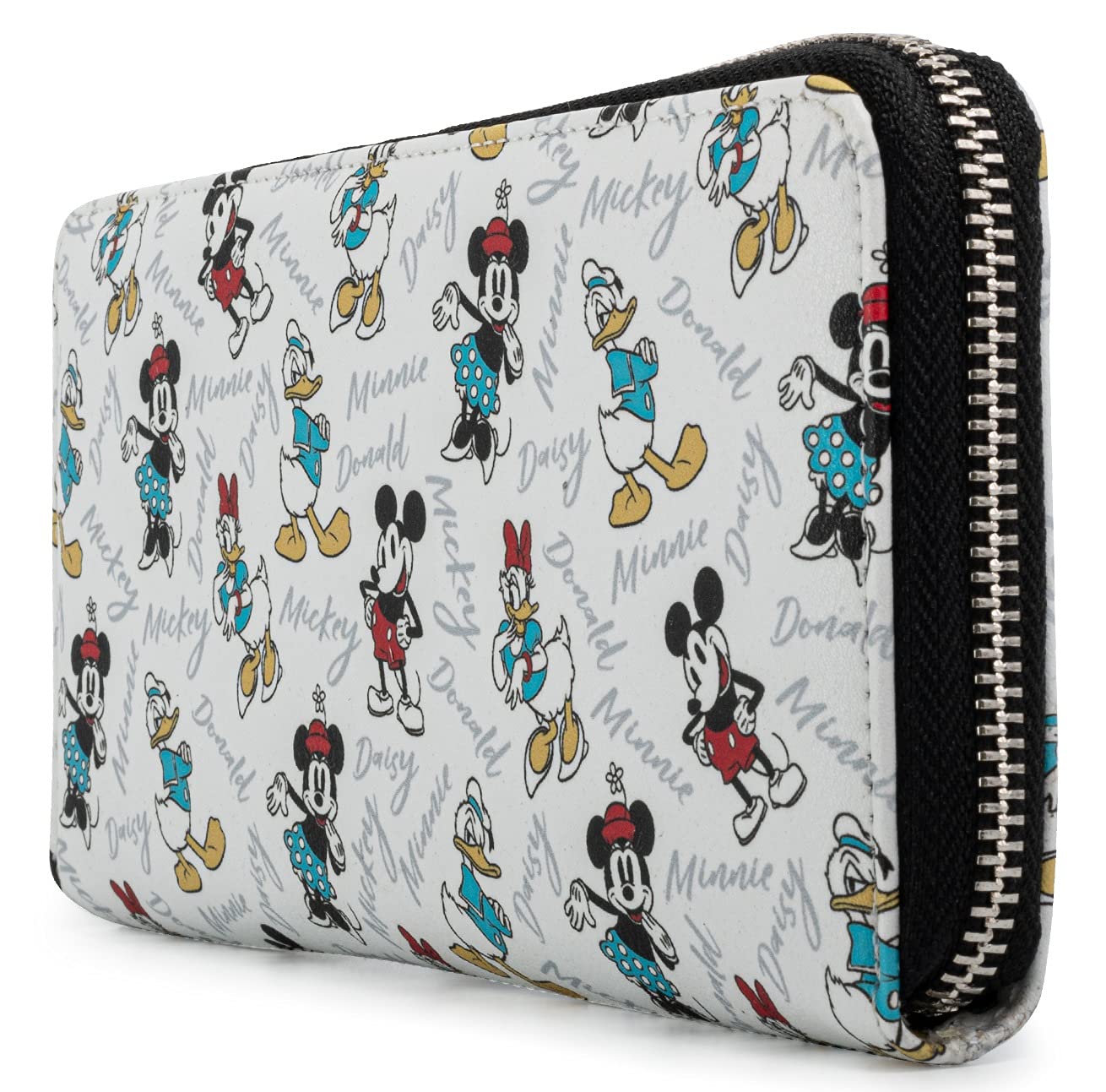 Loungefly Disney Wallet Mickey Minnie Mouse Daisy Donald Duck Zip Clutch White