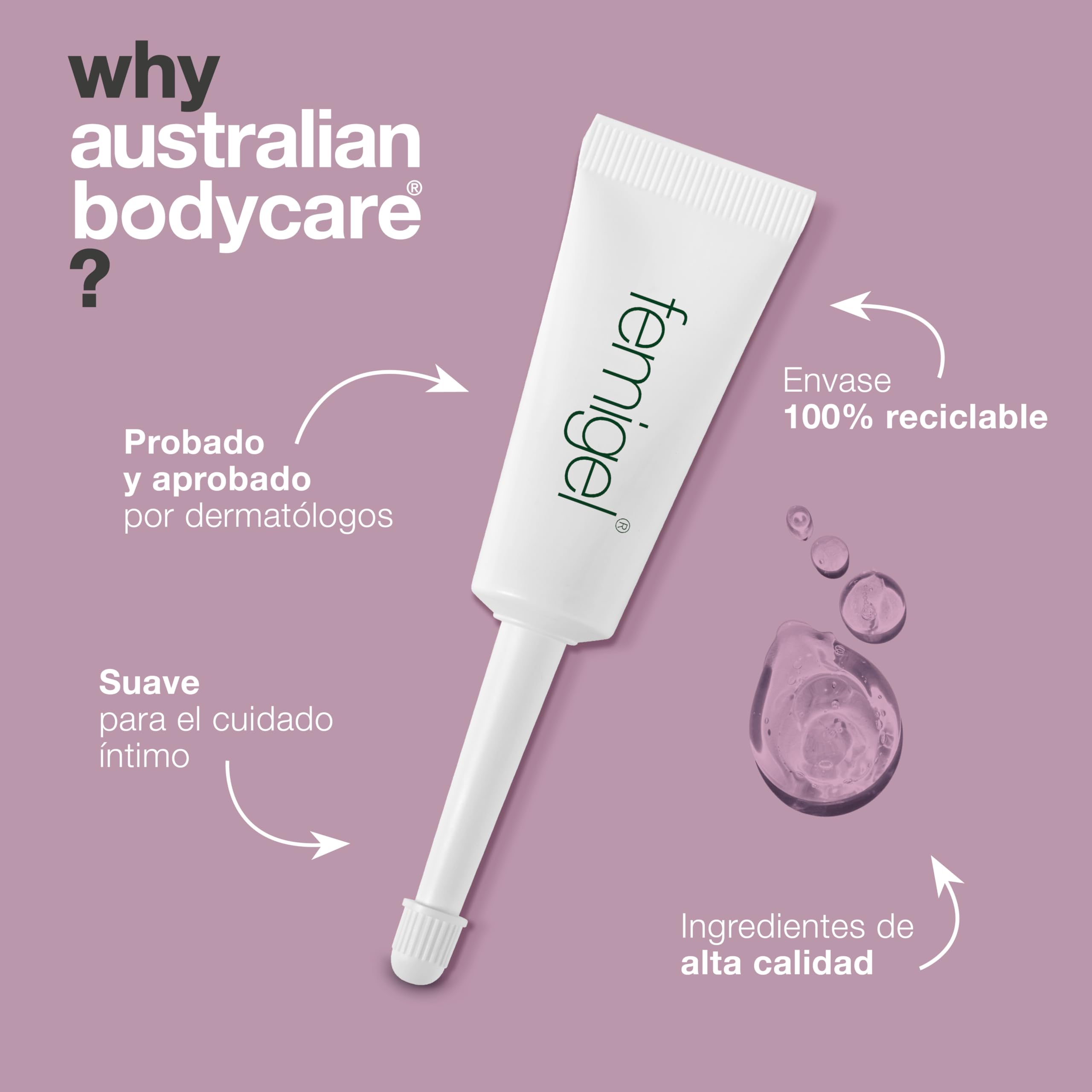 Australian Bodycare Femigel 15x7ml | Gel sin hormonas para sequedad vaginal | Crema íntima de Tea Tree Oil natural | Clínicamente probado para picazón, irritación u olor indeseado de partes íntimas
