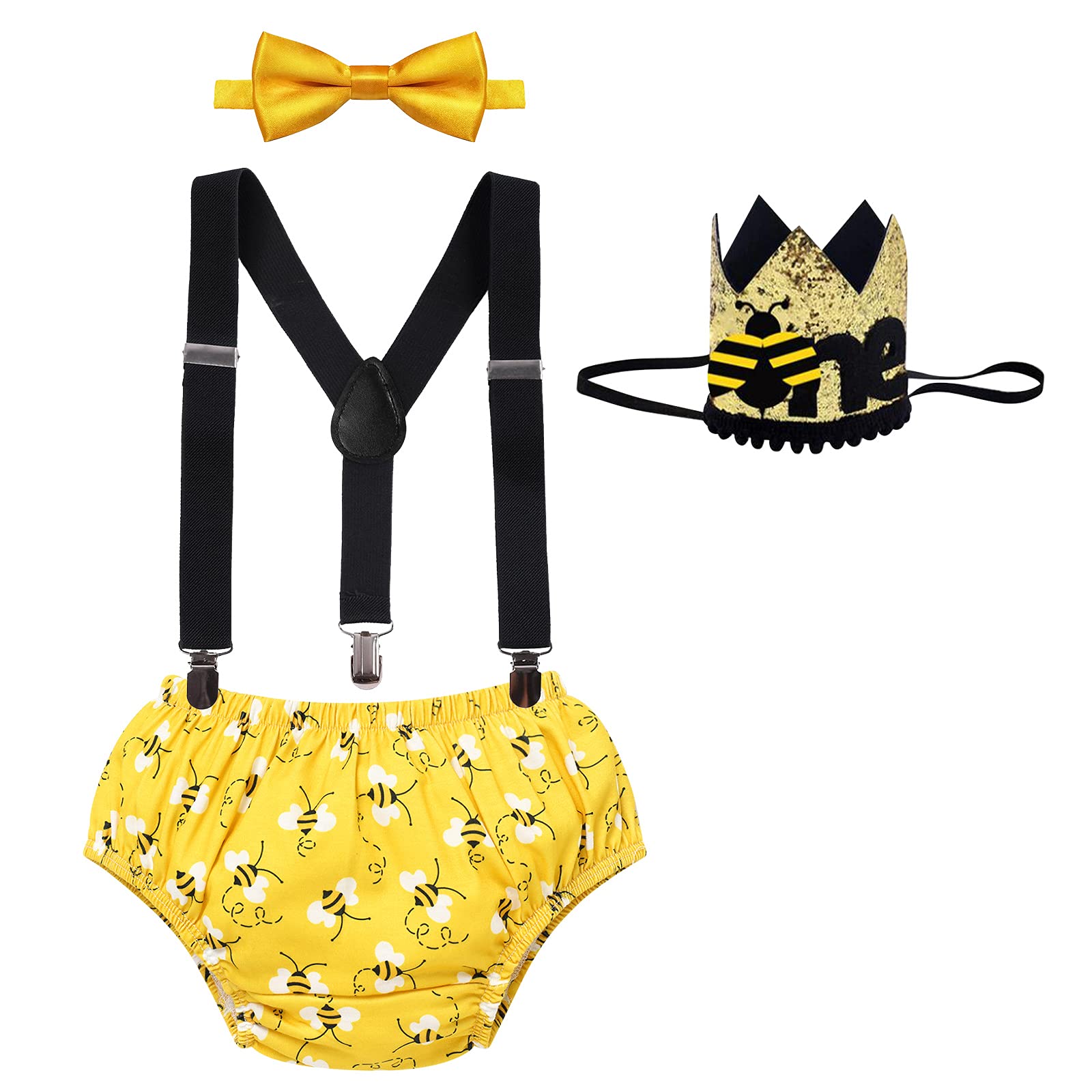 Baby Boy First Birthday Outfit Watermelon Cows Theme Pants+Y-Back Suspenders+Headband Bowtie Photo Props Costume