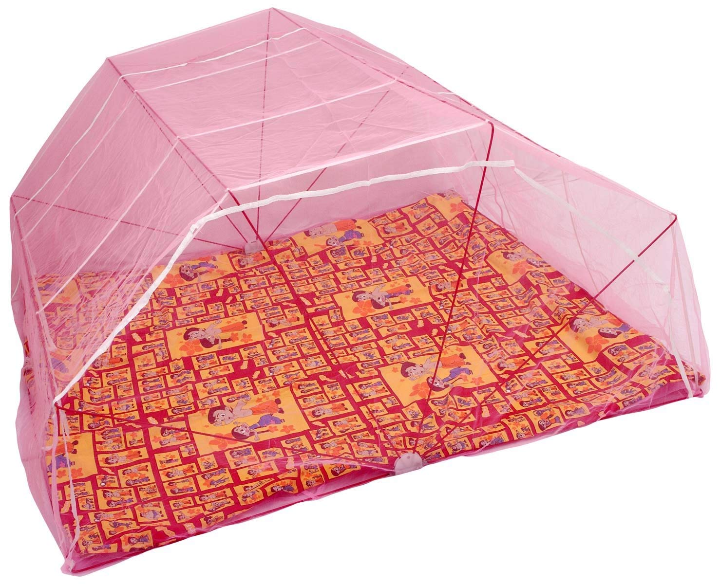 Elegant Mosquito Net for Double Bed | Double Bed Foldable Machhardani | Polynet 50GSM Strong Net |Mosquito Net | Protaction from Mosquito | 6 x 6 Feet - Pink Color
