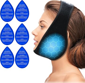 ZNOCUETOD Wisdom Teeth Ice Pack Face Head Wrap for Wisdom Teeth Removal Toothache Pain Relief, TMJ, Jaw Ice for Face Oral Surgery, Dental Implant with 6 Reusable Hot Cold Gel Packs