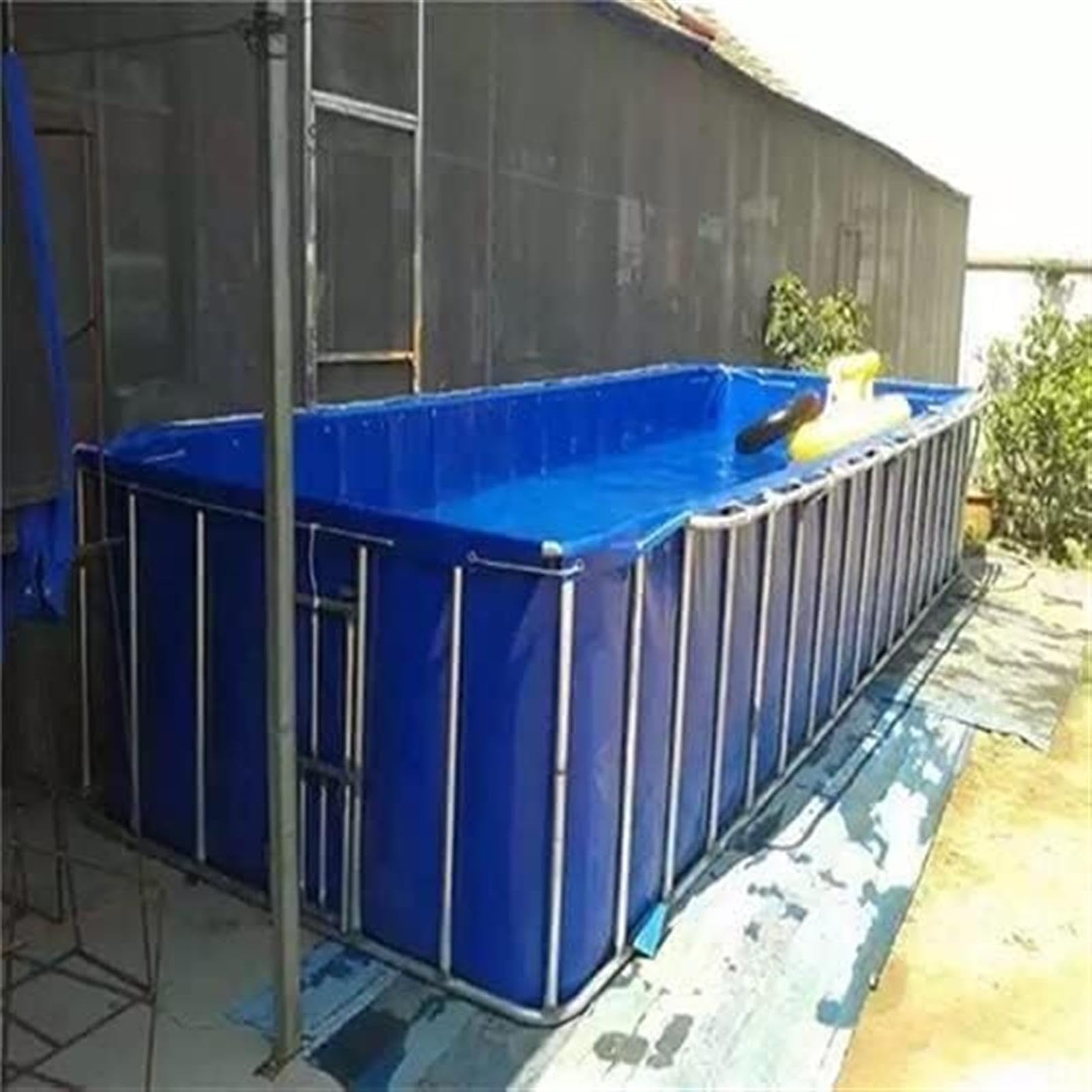 Genérico Estanque Temporal de Lona para Peces con válvula de Drenaje - Tanque de Almacenamiento de Lona de 2x1x0,5 m para Peces de Agua Salada, Ideal para riego agrícola y Ganadero - Estructura no in