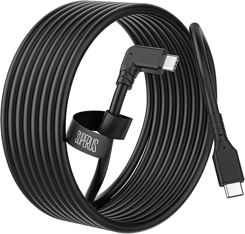 SUPERUS Link Cable para Oculus/Meta Quest 2/Quest 1, 3M USB C a USB C,Cable de Transferencia de Datos y Carga de Alta, Accesorios para Auricular VR para Juegos PC/Steam VR