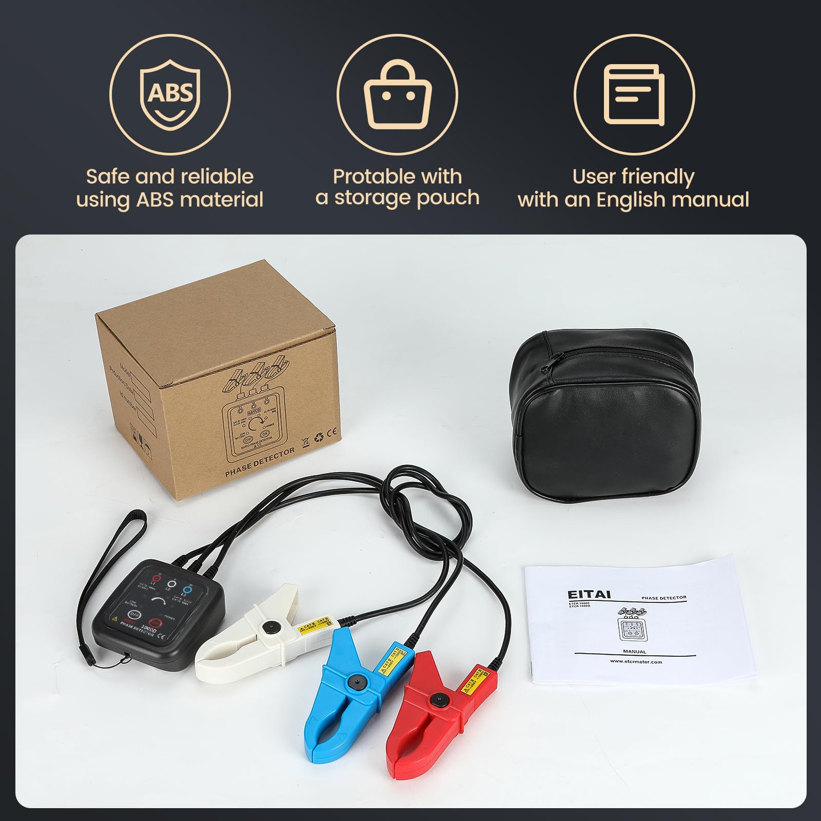 ETCR1000D Tester di sequenza di fase senza contatto, AC 70V-1000V, Φ1,6 pollici/40 mm, vendite dirette del produttore, misuratore di rotazione di fase
