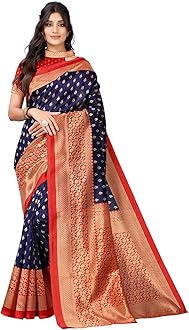 SatraniWomen's Printed Poly Silk Saree with Unstitched Blouse Piece