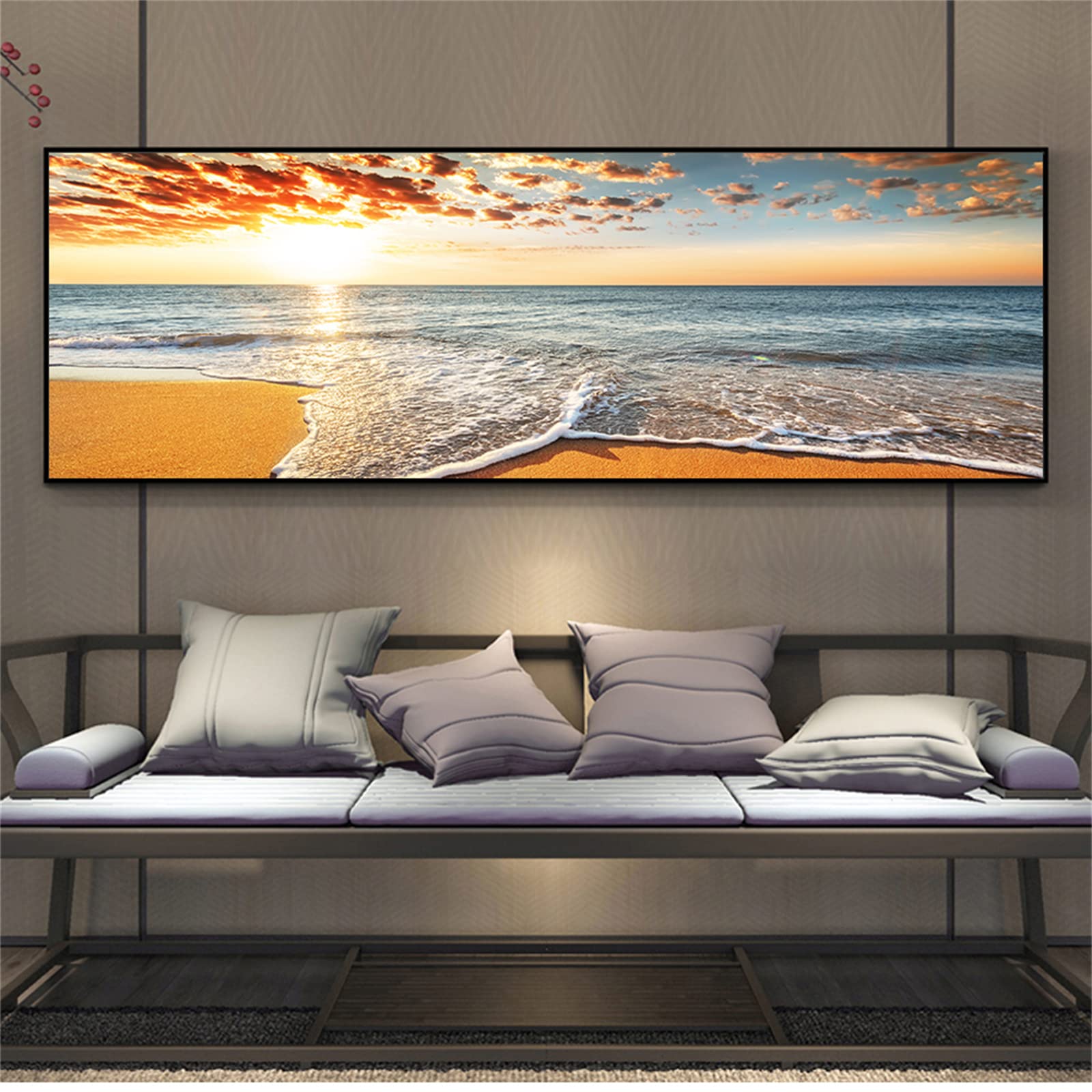 NAIMOER Diamond Painting Kit Completo Per Adulti E Bambini, Quadro Fai Da Te 30x40cm Con Tela Spiaggia Tramonto, 5D Cristalli Strass, Attività Antistress E Creativa, Regalo Perfetto