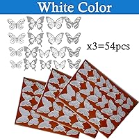 Vista 4 de Ewong 54 piezas de decoración de pared de mariposa 3D blanca – Decoración de mariposa decorativa de pastel de fiesta – Calcomanía de pared extraíble