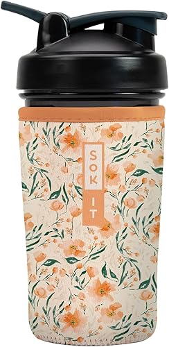 Miniatura 9 de Funda aislante de neopreno para botella mezcladora de proteínas Sok It BotlSok (Jardín inglés de picnic, se ajusta a botella mezcladora de 28 oz)