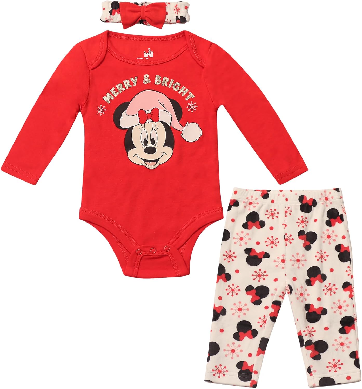 Magic Threadz Disney Clothes Baby Girls Bodysuit, Pants & Headband Set – Minnie Mouse, Bambi, Marie & Tinkerbell (0–9M)