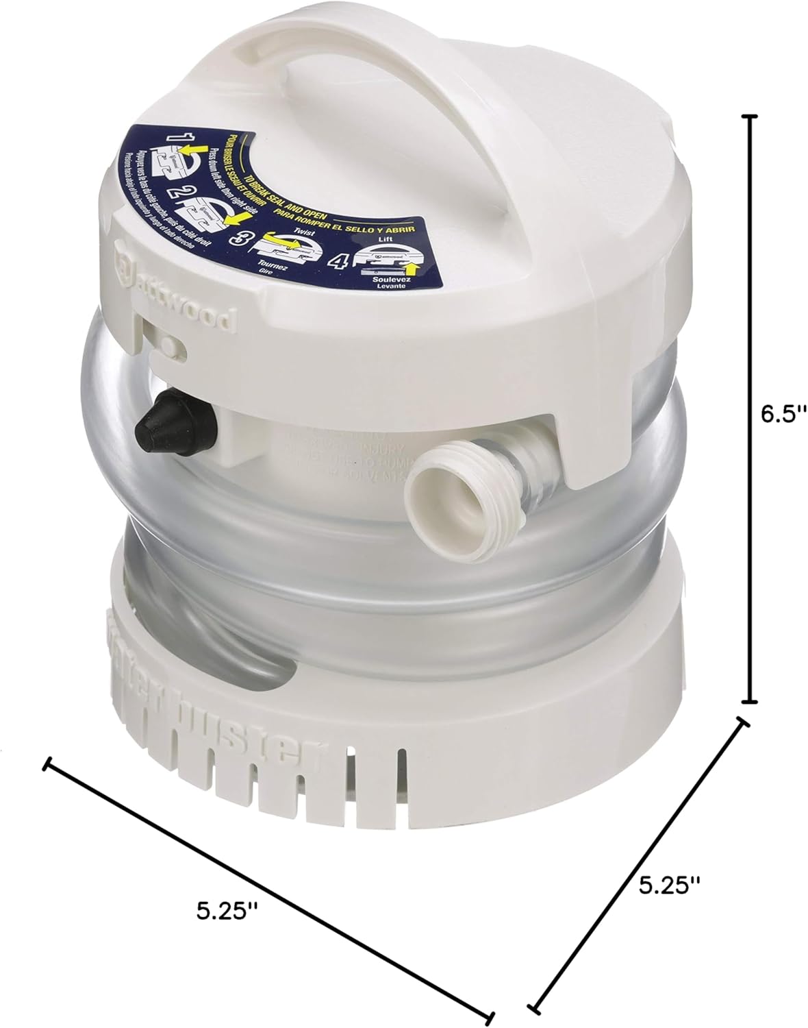 Attwood White and Clear Portable Submersible Pump with Hose