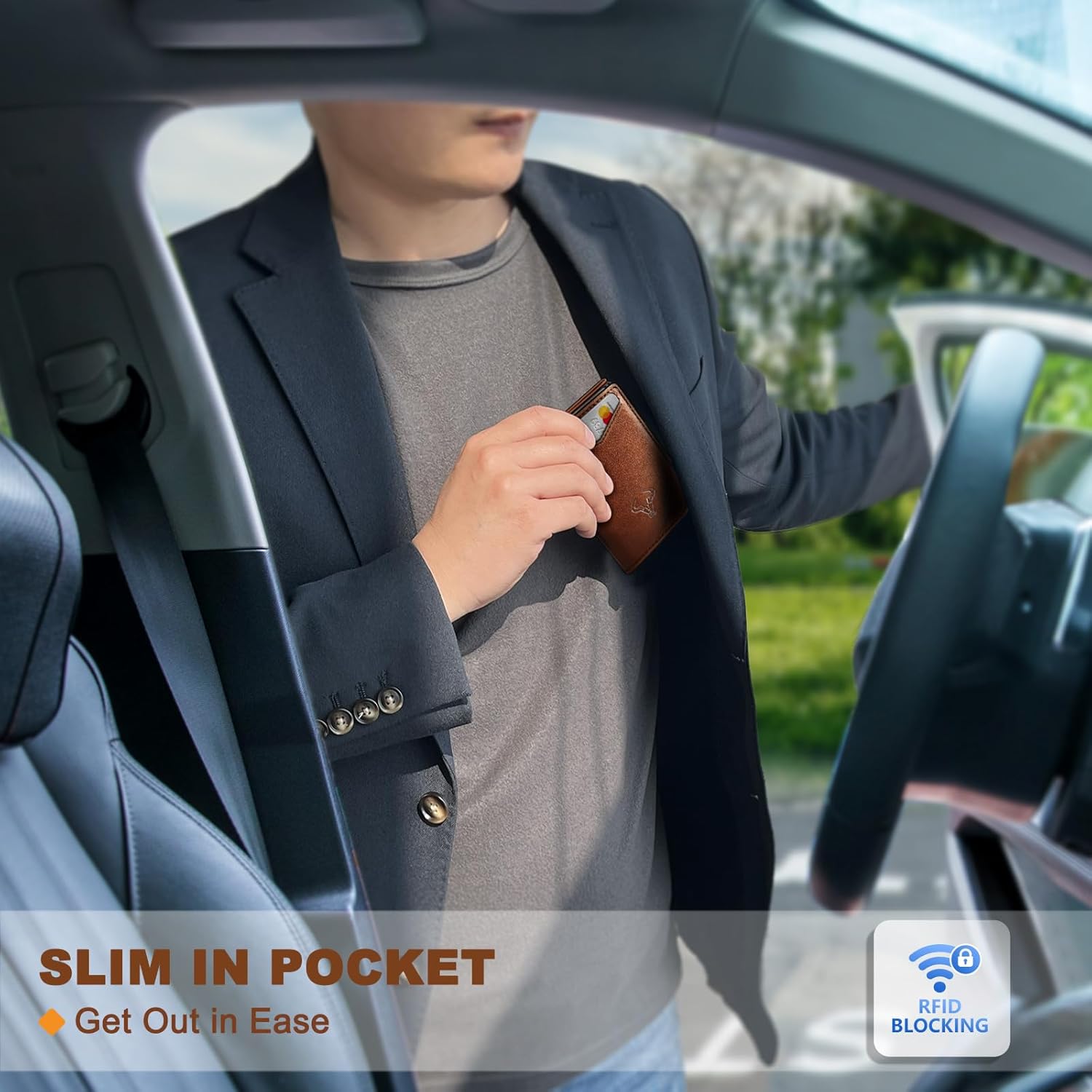 BULLIANT Men Wallet Leather Wallet Card Holders Money Clip for Men 10Cards-Magnetic Flip on Metal Case, Brick Brown6226, Minimalist Brick Brown6226 Alaska Leather1 image 7 of 7 B0DQ7FJW7Y