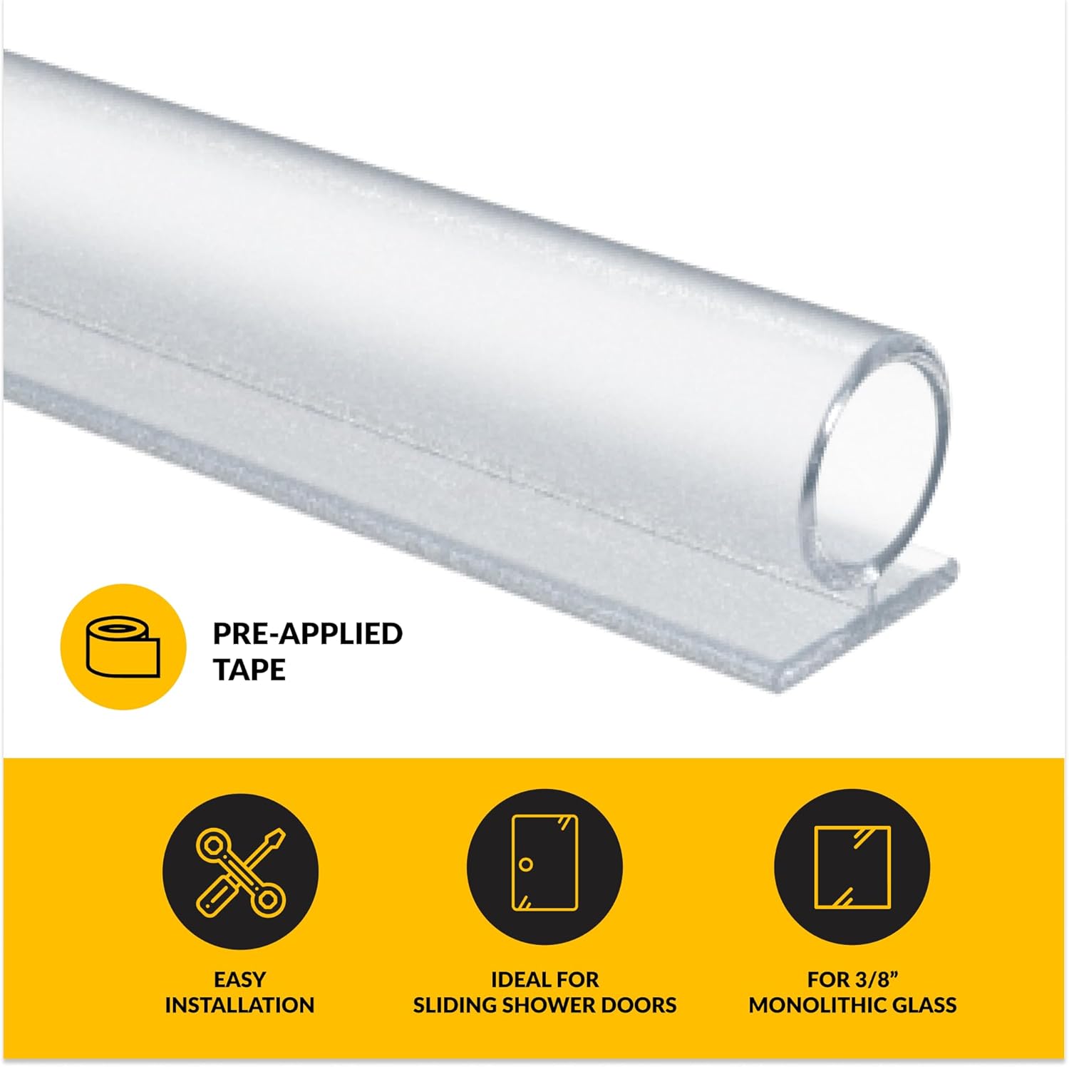 Brixwell PSBL38T Translucent Vinyl Bulb Seal 3/8" (10 mm) with Pre-Applied Tape