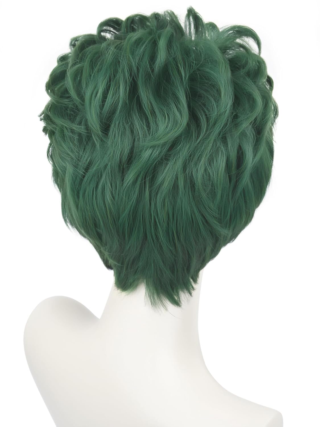 Boys Short Green Wig Curly Middle Part Wig for Halloween Cosplay