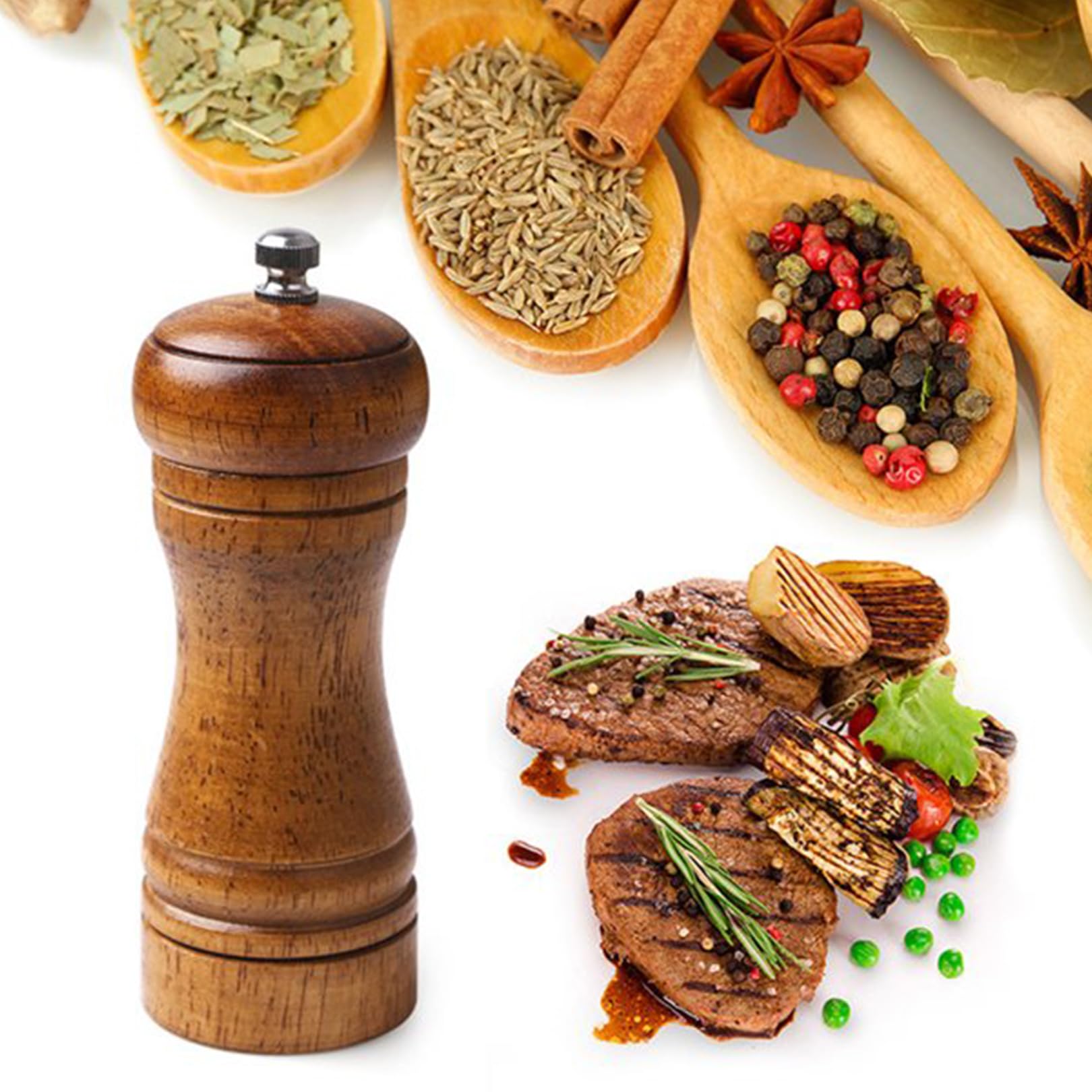 Macina sale pepe legno, macina sale regolabile, macinini, macina spezie, macina ceramica spezie fresche macina manuale piccolo mini macina pepe per uso cucina, macina pepe, macina pepe