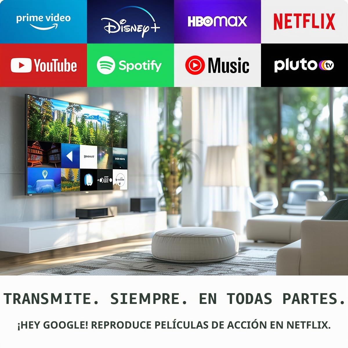 [Prueba MUY BUENA, dígito 1.1 *] Homatics TV Stick 4K UHD | Google TV & Netflix certificado | Android 12 reproductor multimedia Chromecast WiFi IP Stick con control remoto Bluetooth y cable de