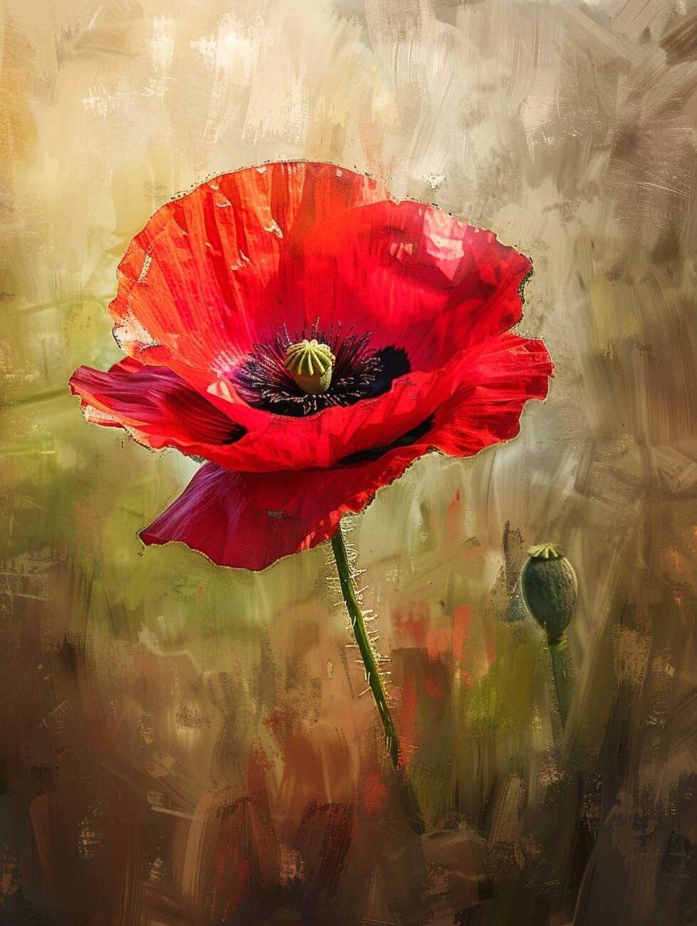 AMBATTERY Tapestry Kit Red Flowers Carpet Rug Making Kit，Cross Stitch Embroidery Kits Needlework Crafts for Home Decor 35x46in