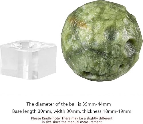 Miniatura 2 de Rockcloud Adorno redondo de planeta de piedra de cristal con base acrílica, bola decorativa para decoración de escritorio de oficina en casa, jade