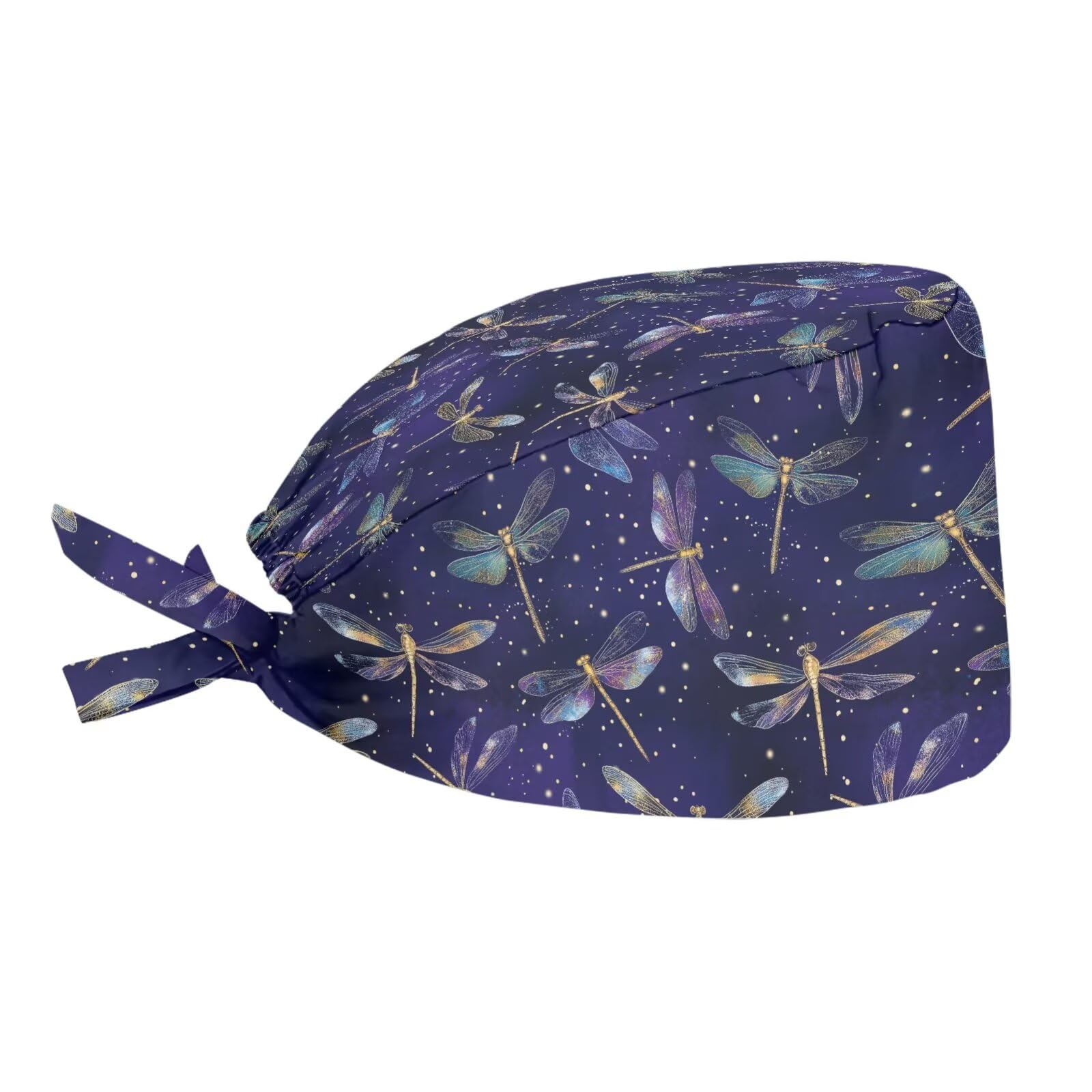 JEOCODY Dragonfly Scrub Cap for Women Working Hat with Sweatband Breathable Headgear Cap for Work Universal Fit One Size
