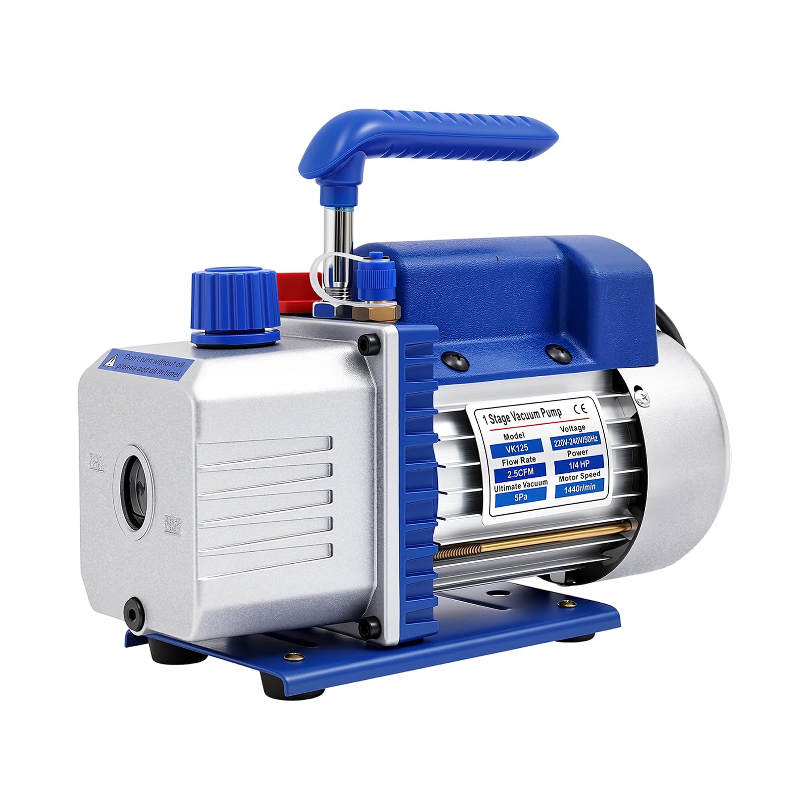 Vakuumpumpe Klimaanlage mit Manifold Gauge, Vakuumtester Vakuumgeräte | Einstufige | 2.5 CFM | 1/4 HP | Geräuscharm | Inkl. Luftfilter - für R134a R410a für 1/4 "Schlauch