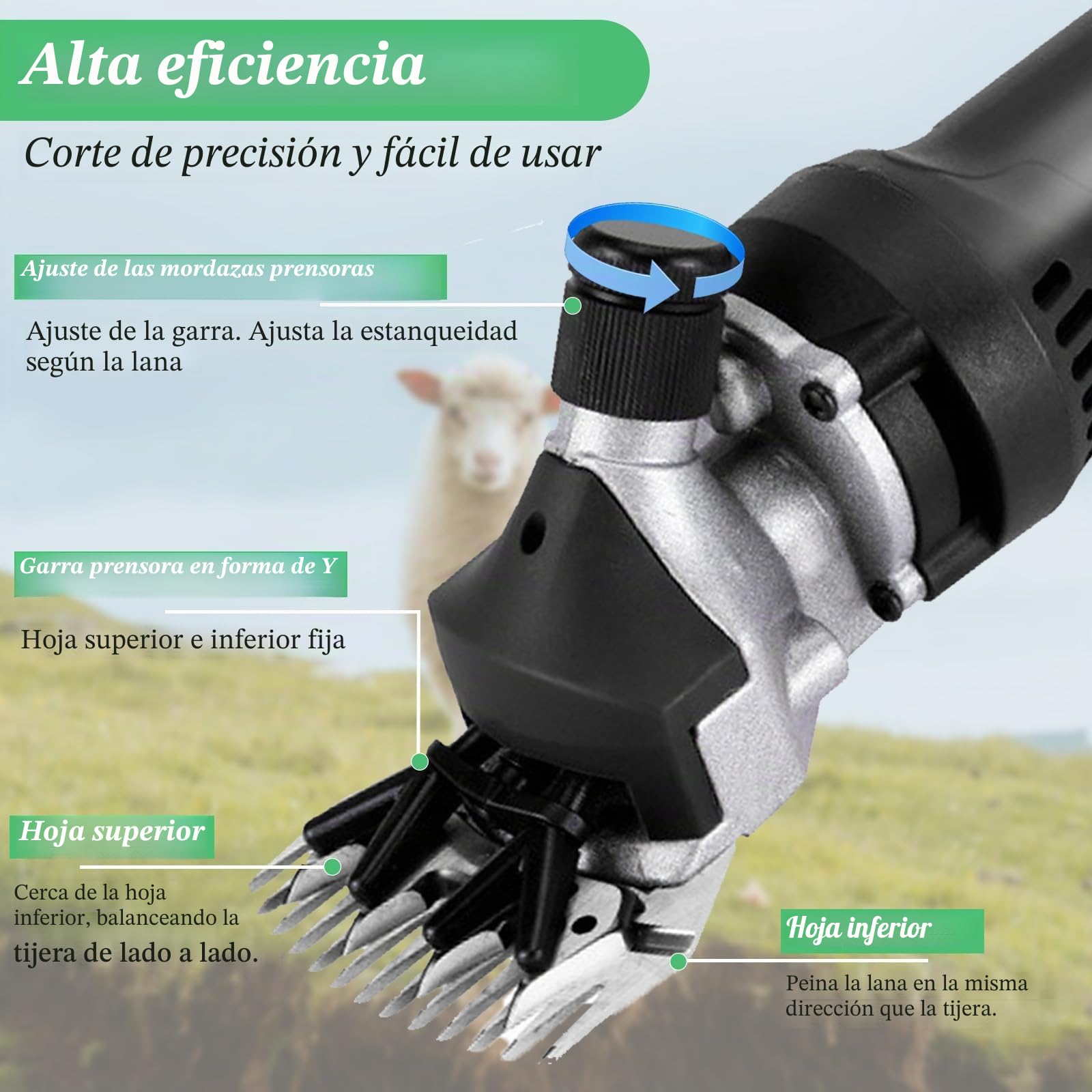 900W Tijeras de Oveja eléctricas, Esquiladora Eléctrica con 6 Velocidades Ajustables, Tijeras EléCtricas Profesionales Para Ovejas con Estuche De Transporte para Ovejas Ovino Alpacas Cabras
