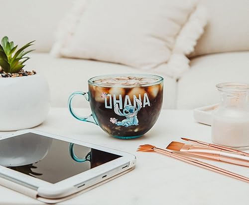 Miniatura 5 de Disney Lilo & Stitch Ohana - Taza de café de cristal grande tropical para expreso, cafeína, bebidas, artículos esenciales para el hogar y la cocina,
