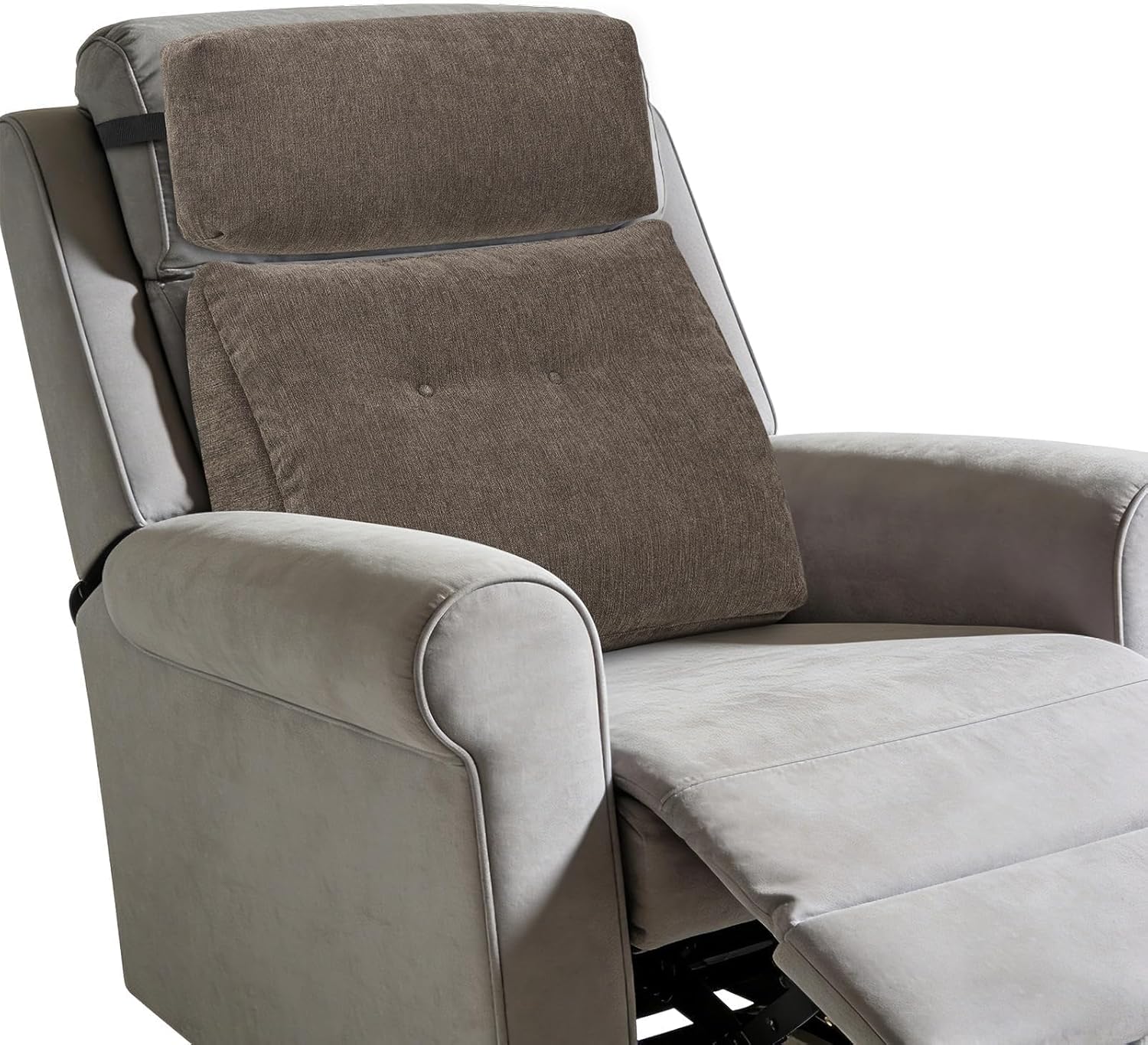 TANYOO Lumbar Support Pillow for Recliner Chair with Headrest, Dual-Layer Large Back Pillow for Deep Couch & Sofa, Memory Foam Lower Back Support Cushion Set for Sciatica Relief Brown