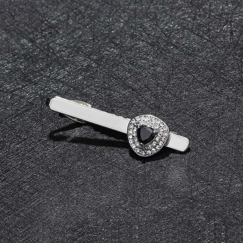 WERTGHJ Men's Diamond Studded Silver Tie Clip With Zirconia Gift for Men image 4