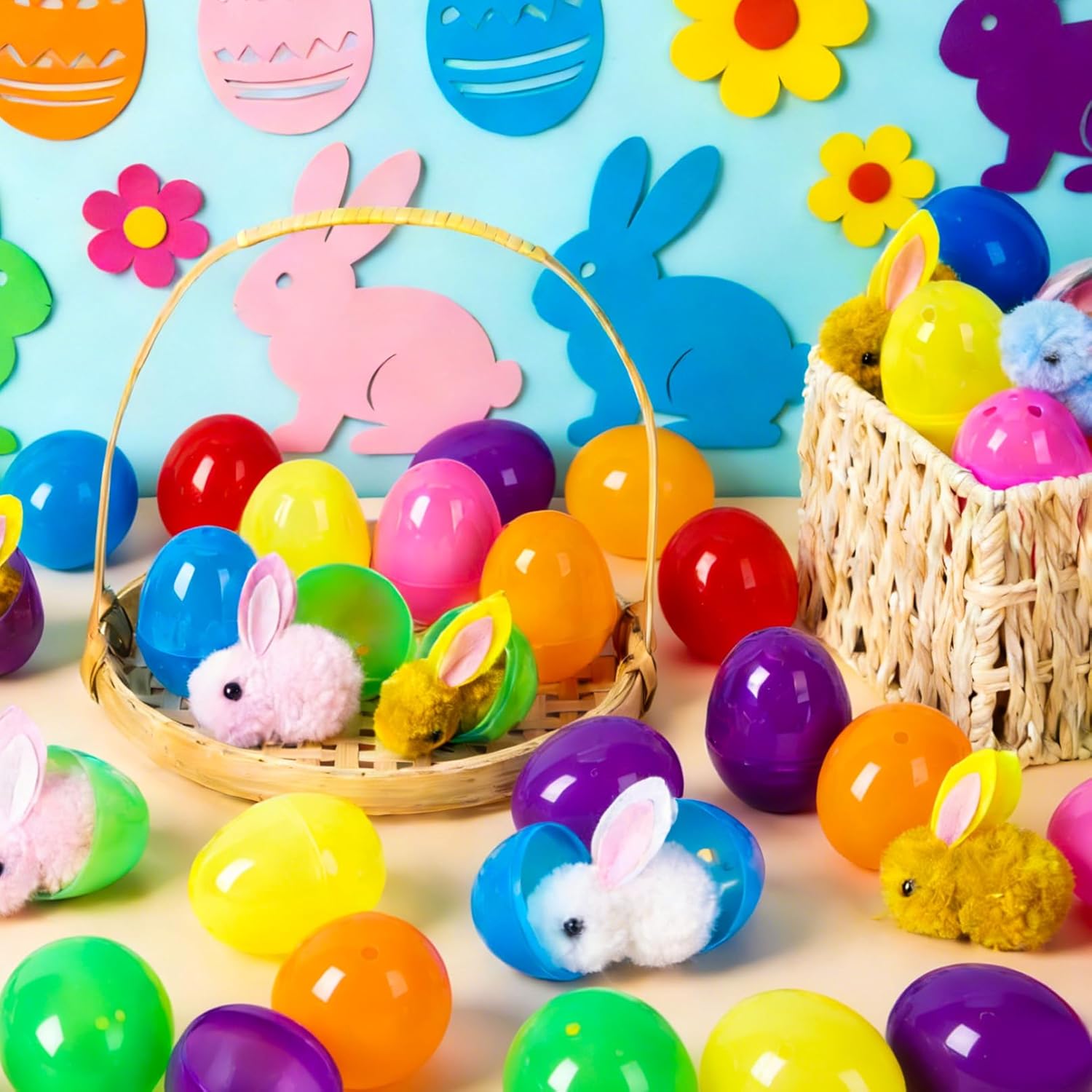 36 Pack Easter Egg Fillers Plush Bunny Toys, Mini Stuffed Animal Eggs for Kids Easter Basket Stuffers, Colorful Bunny for Toddler Teens Boys Girls Easter Party Favors & Egg Hunt Surprises 36P Easter Eggs Fillers