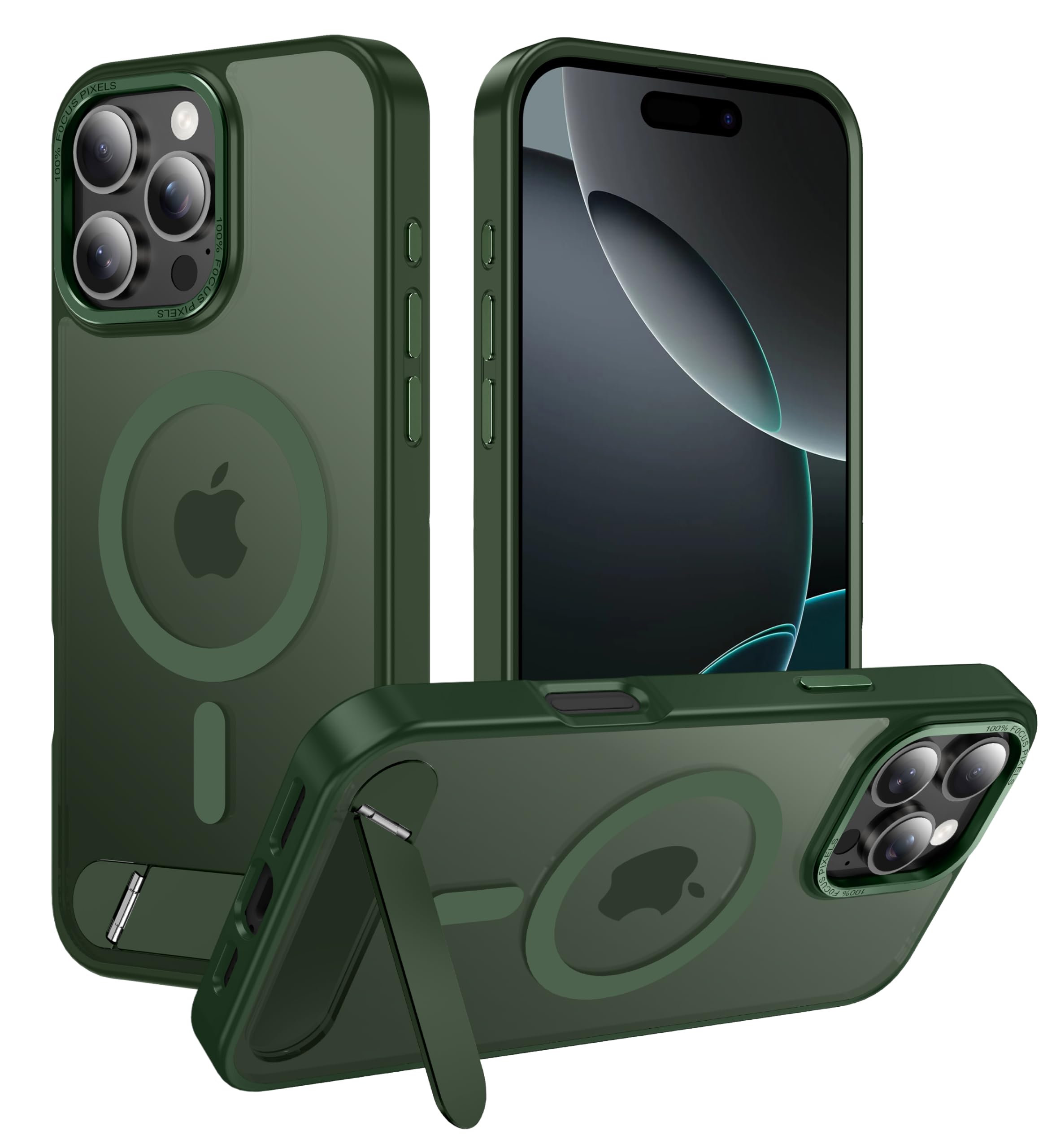 LONTECT for iPhone 16 Pro Case with Magnetic Invisible Kickstand, Fit for MagSafe, Military Drop Protection Slim Translucent Anti-Slip Shockproof,