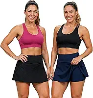 Kit 2 Short Saia Fitness Feminino Suplex Cintura Alta com Short Interno | Academia, Corrida, Beach Tennis e Treino (BR, Alfa, GG, Regular, Alto, AZUL-PRETO)