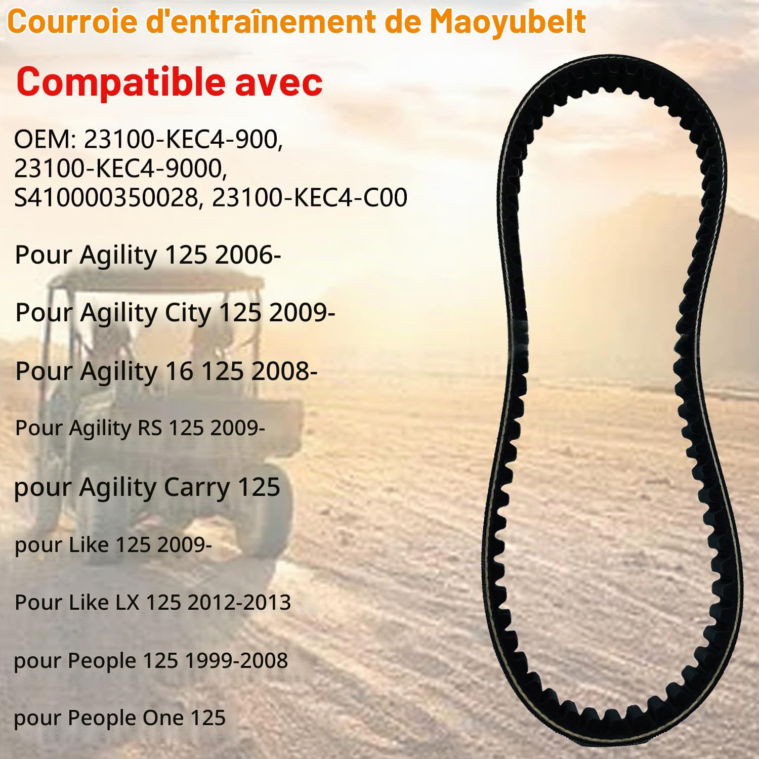 Courroie de transmission pour scooter CVT - Pour Kymco CK125T - Pour People S - Pour Agility 125 - Pour Movie Eu3 150 - Pour Like 180 23100-KEC4-9000